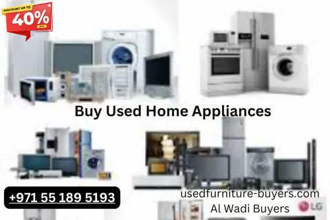 Used Furniture Buyers used appliances for sale in a store with 40% discount tag
